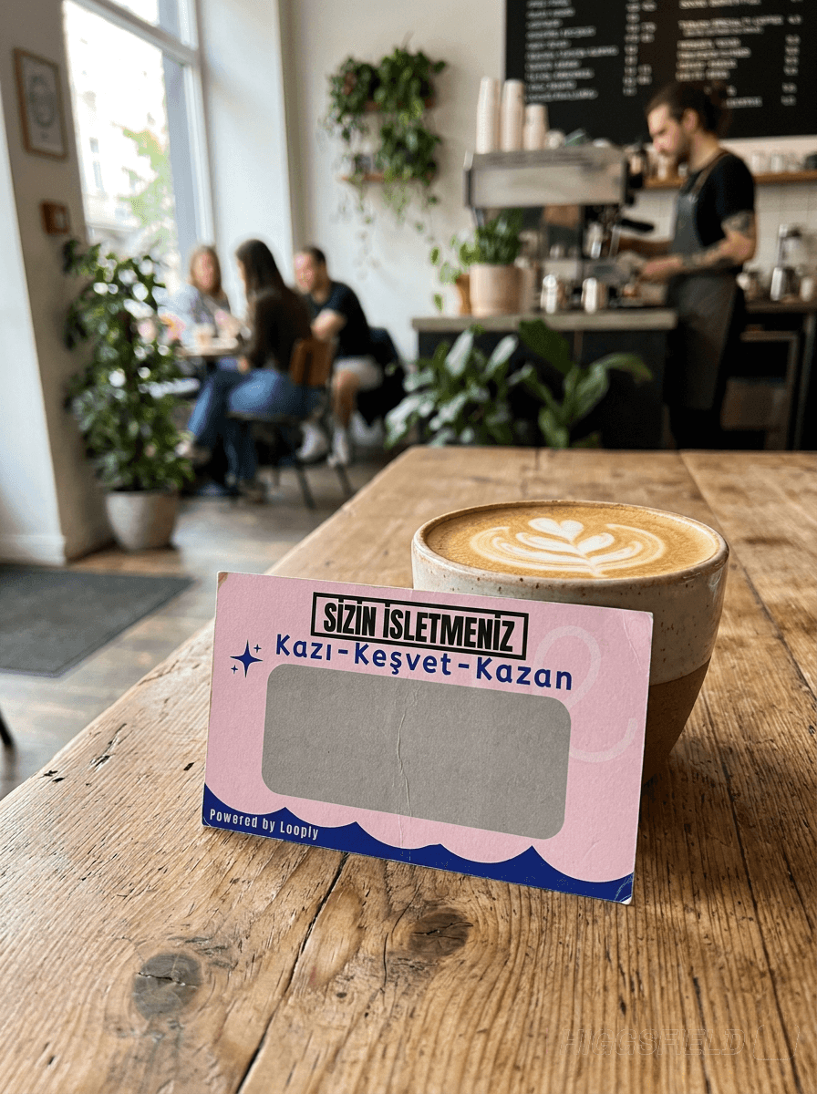Looply kartı kafe masasında